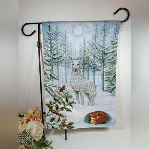 White Christmas Garden Flag. 12"x18"  Snow Deer Garden Flag. Front Yard decor